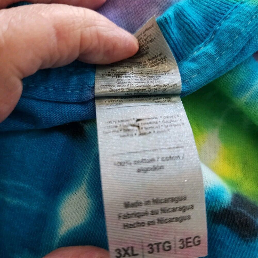 New w/out Tags Tie Dye 60s Vibe T-Shirt Gildon Unisex 3XL colorful peace symbol - Picture 6 of 15